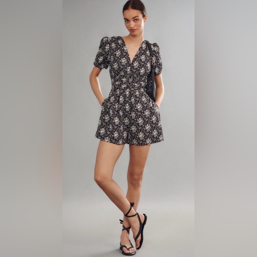 Anthropologie The Katerina Button-Front Romper, Size L